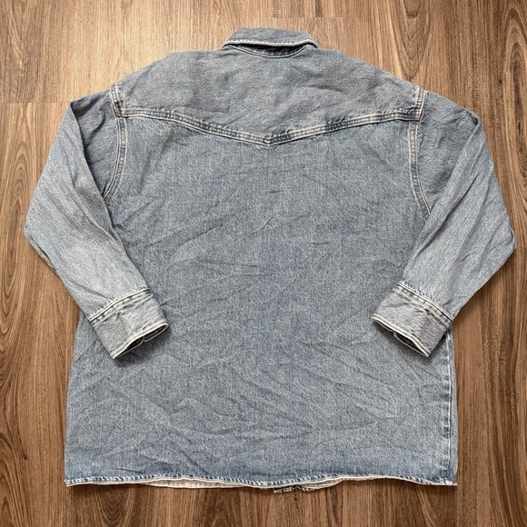 Levi's Womens Denim Jean Shacket Oversized Western Shirt Jacket Indigo Large - Picture 3 of 8
